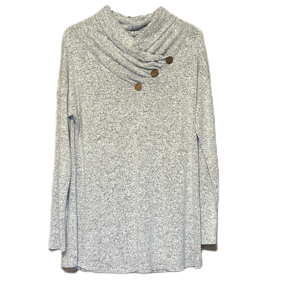 Cool Melon Tunic Cowl Neck Lightweight Pull Over with Button Detail